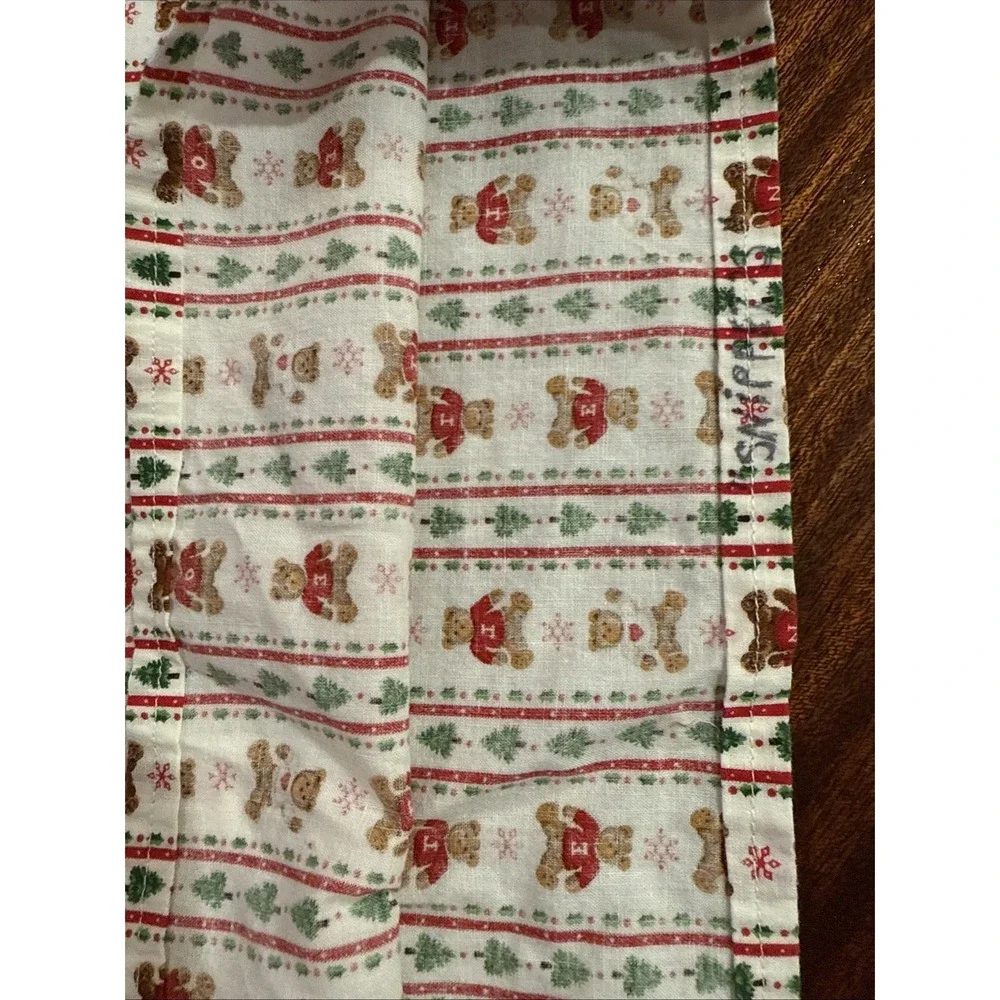 Vintage Cottage Core Pillowcase Christmas Teddy Bear King Size EUC Handmade